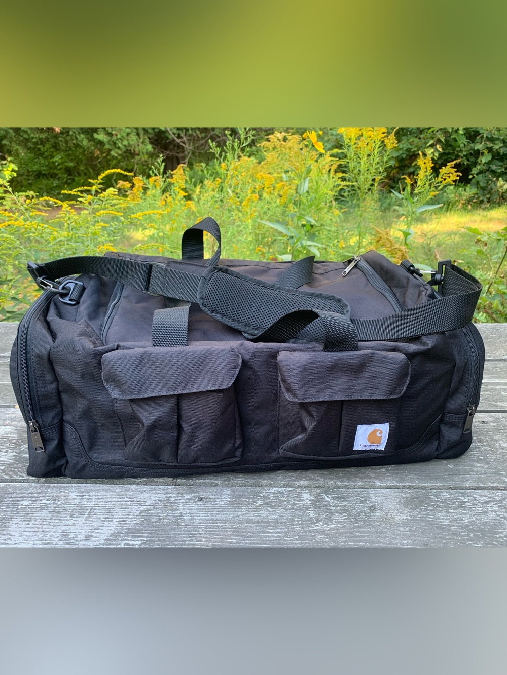 Carhartt Black Canvas Duffel with Dual Front Pockets